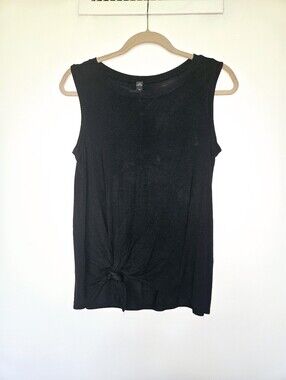 Lord & Taylor Design Lab Black Sleeveless Knot-Front Tank